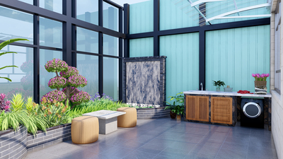 露台跌水景墙设计